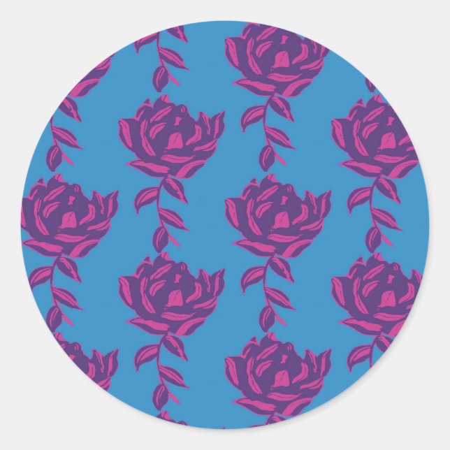Plain Floral Classic Round Sticker (Front)