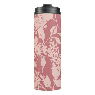 Plain floral drawing. Silhouettes of blooming lila Thermal Tumbler