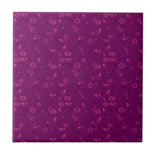Plain floral pattern retro burgundy ceramic tile