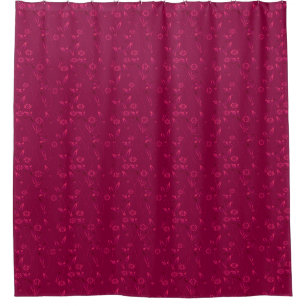 Plain floral pattern retro red shower curtain
