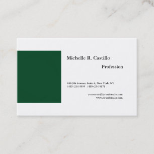 Plain Forest Green White Minimalist Modern Style Business Card