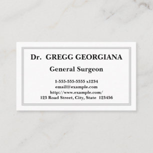 Plain General Surgeon Business Card