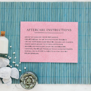 Plain Glitter Pink eyelash brow aftercare infos Business Card