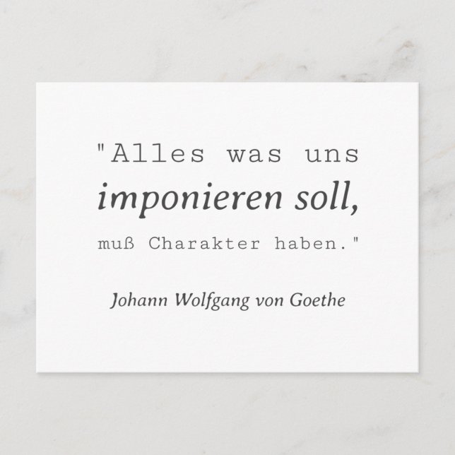 Plain Goethe citate impregnating postcard (Front)