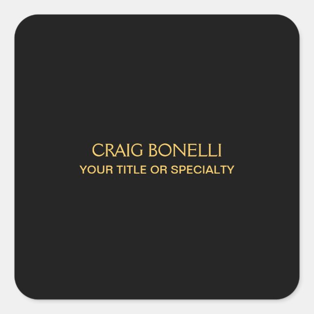 Plain Gold Black Colours Modern Minimalist Square Sticker (Front)