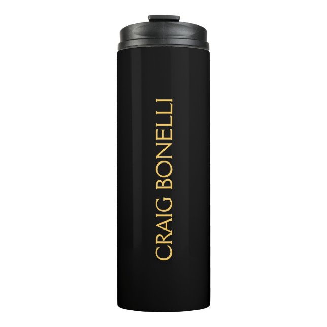 Plain Gold Black Colours Modern Minimalist Thermal Tumbler (Front)