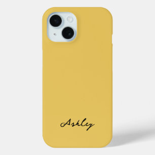 Plain gold script personalised iPhone 15 case