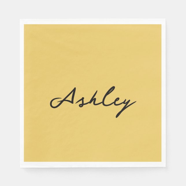 Plain gold script personalised napkin (Front)