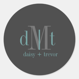 Plain Graphite + teal Monogram stickers
