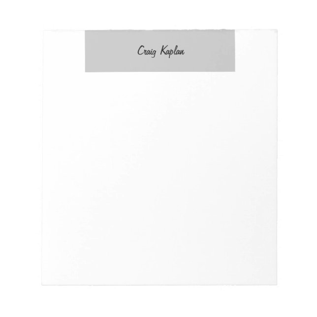 Plain Gray White Simple Modern Name Edit Notepad (Front)