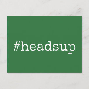 Plain Green Hashtag Headsup Postponed Wedding Postcard