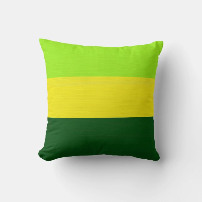 Plain green yellow lime retro stripes background cushion (Front)