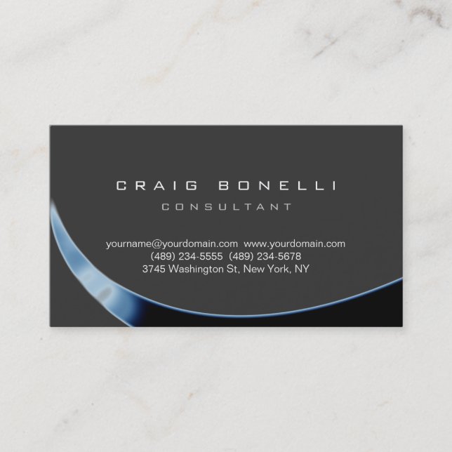 Plain Grey Black Blue Spiral Pattern Business Card (Front)