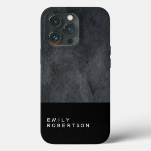 Plain Grey Black Trendy Modern Minimalist iPhone 13 Pro Case