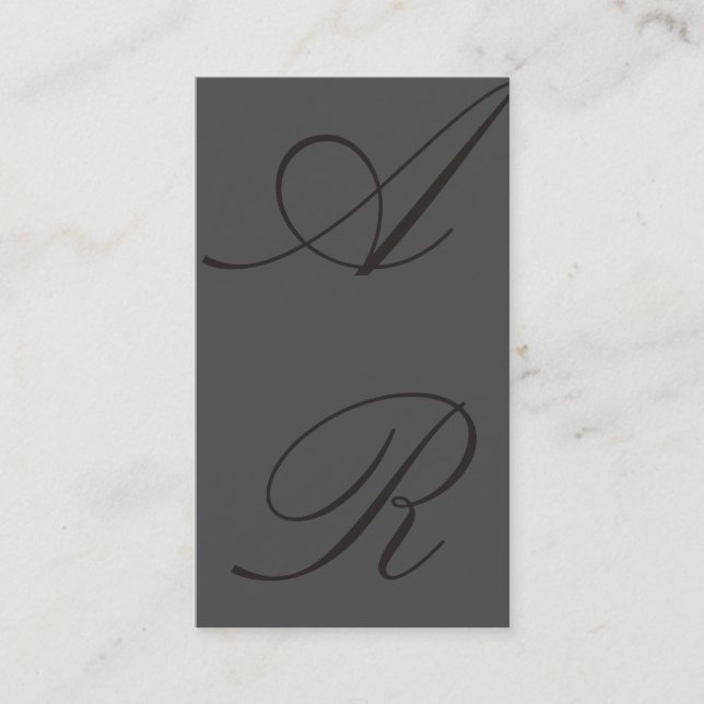 Plain Grey Black Trendy Monogram Business Card (Front)