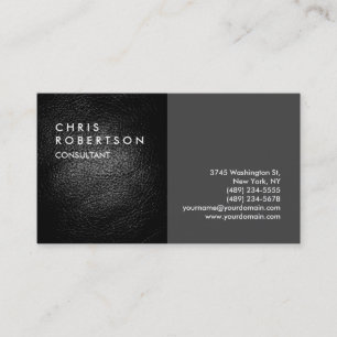 Plain Grey Leather Modern Creative Business Card