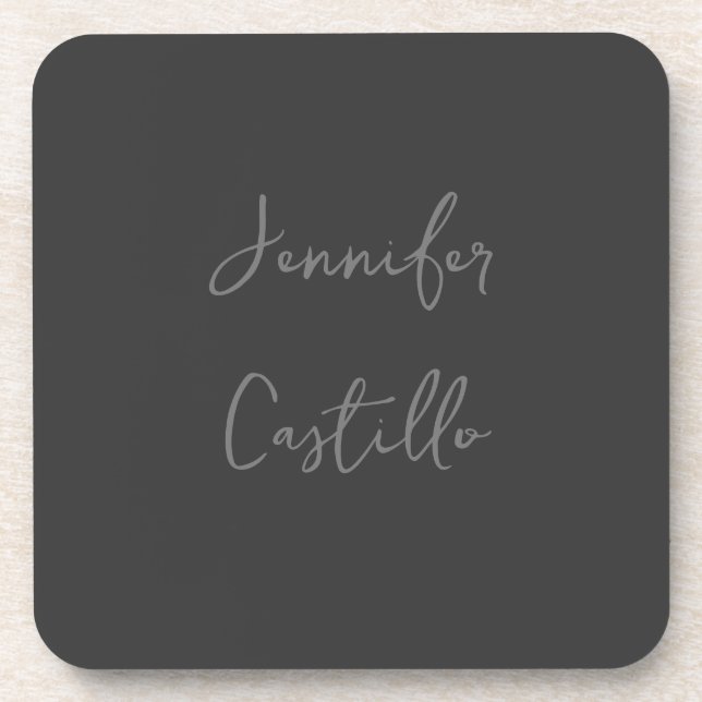 Plain Grey Minimalist Modern Calligraphy Coaster (Front)