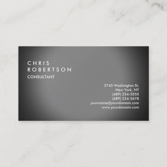 Plain Grey Modern Creative Business Card (Front)