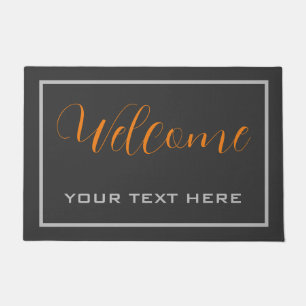 Plain Grey Modern Minimalist Handwriting Doormat