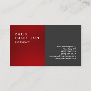 Plain Grey Red Modern Creative Business Card
