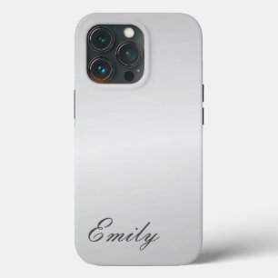 Plain Grey Trendy Modern Minimalist ADD NAME iPhone 13 Pro Case