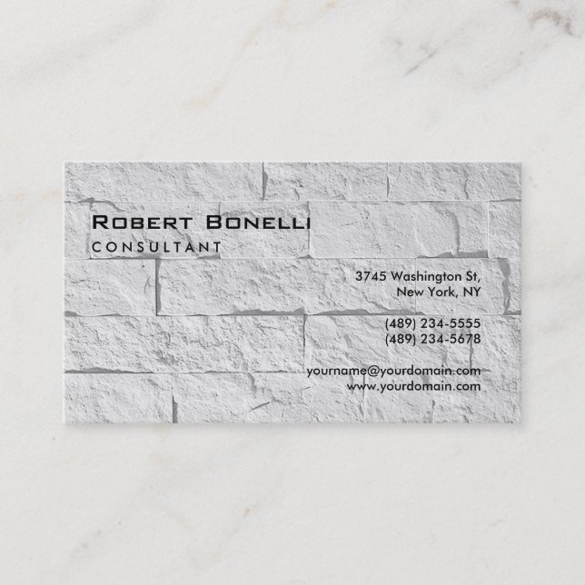 Plain Grey Wall Brick Consultant Business Card (Front)