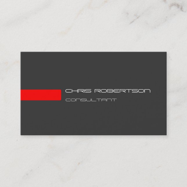Plain Grey White Red Attractive Business Card (Front)