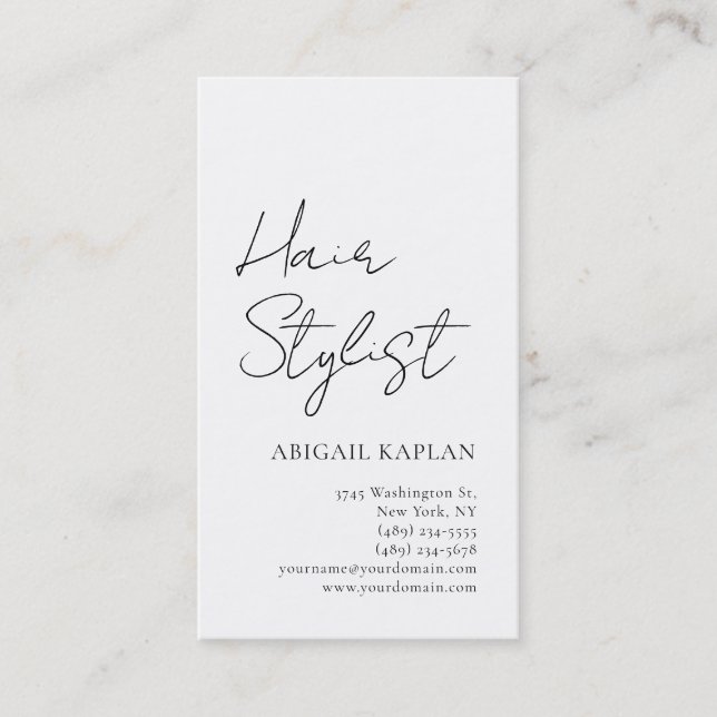 Plain Hair Stylist Modern Minimalist Elegant Business Card (Front)
