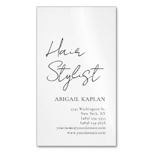 Plain Hair Stylist Modern Minimalist Elegant Magnetic Business Card