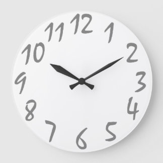 plain handwriting numbers wall clock
