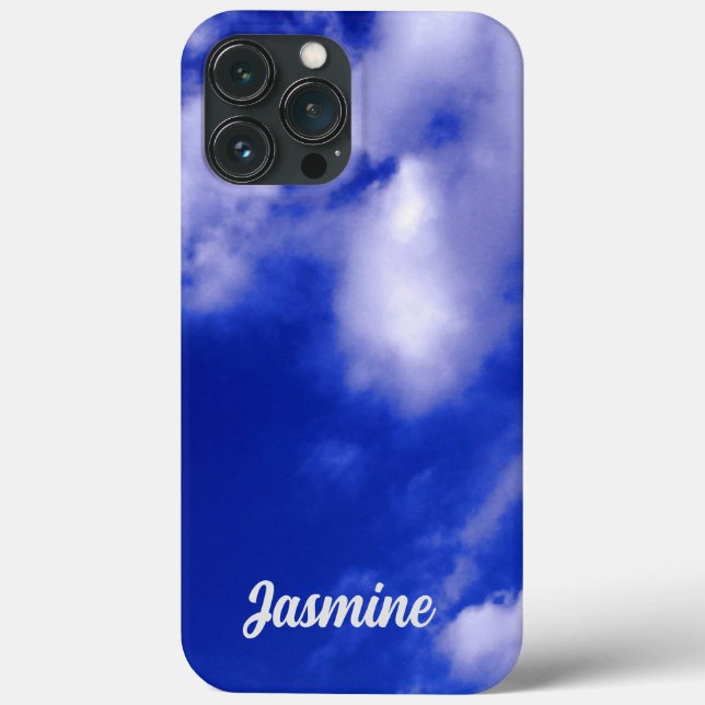 Plain Handwritten Own Name Blue Sky Clouds Case-Mate iPhone Case (Back)