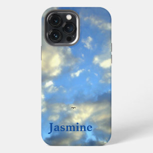 Plain Handwritten Own Name Blue Sky Clouds iPhone 13 Pro Max Case