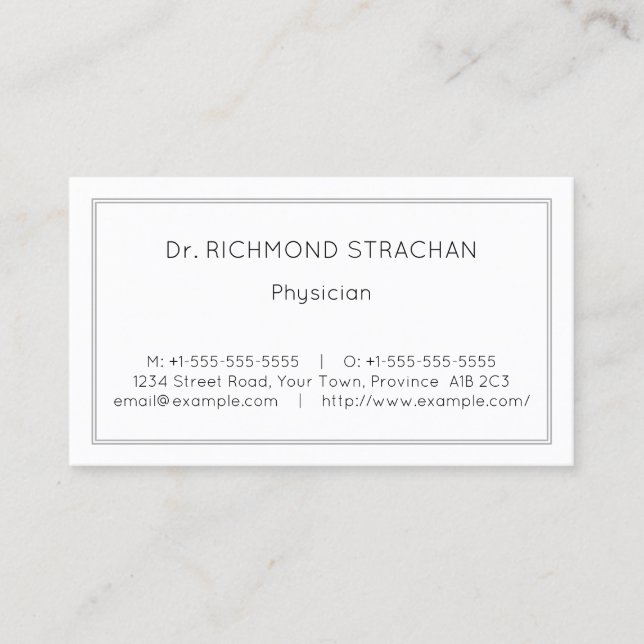 Plain, Health Care Specialist Business Card (Front)