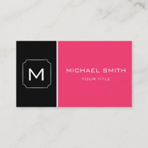 Plain Hot Pink & Black Elegant Professional Modern Business Card