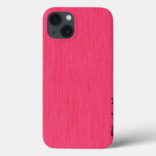 Plain Hot Pink with Wood Grain Monogram iPhone 13 Case