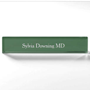 Plain Hunter Green Name and Title Nameplate