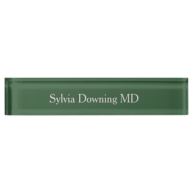 Plain Hunter Green Name and Title Nameplate (Front)