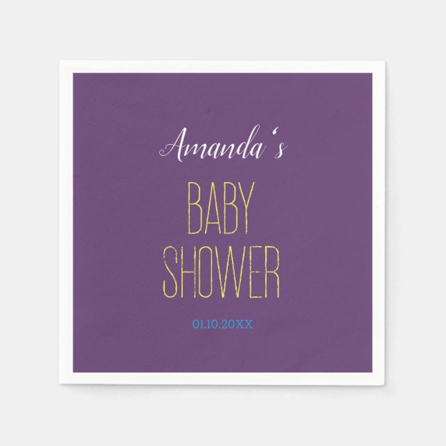 Plain Indigo Yellow Modern Minimalist Baby Shower Napkin (Front)