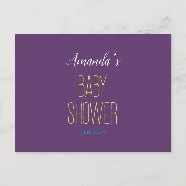 Plain Indigo Yellow Modern Minimalist Baby Shower Postcard (Front)