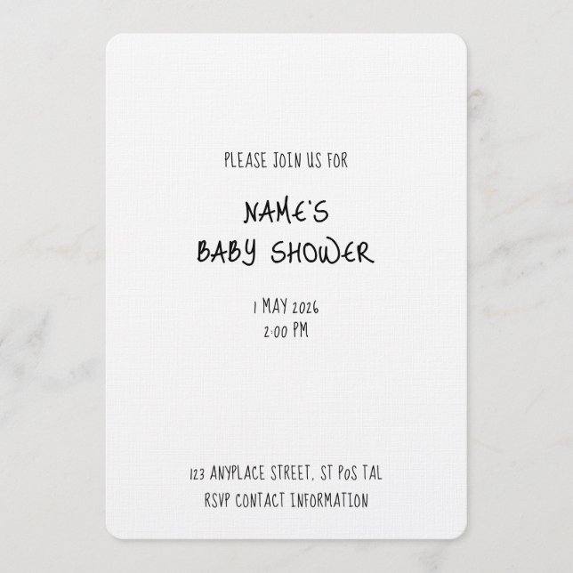 Plain Invitation Template - Baby Shower 1 - Simple (Front)
