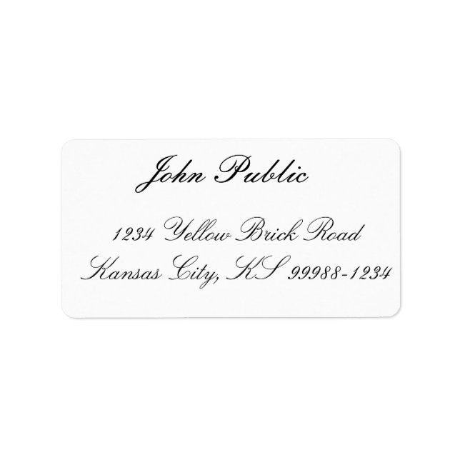 Plain Jane Address Label (Front)