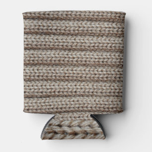 Plain knitted fabric, brown texture. can cooler