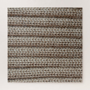 Plain knitted fabric, brown texture. jigsaw puzzle