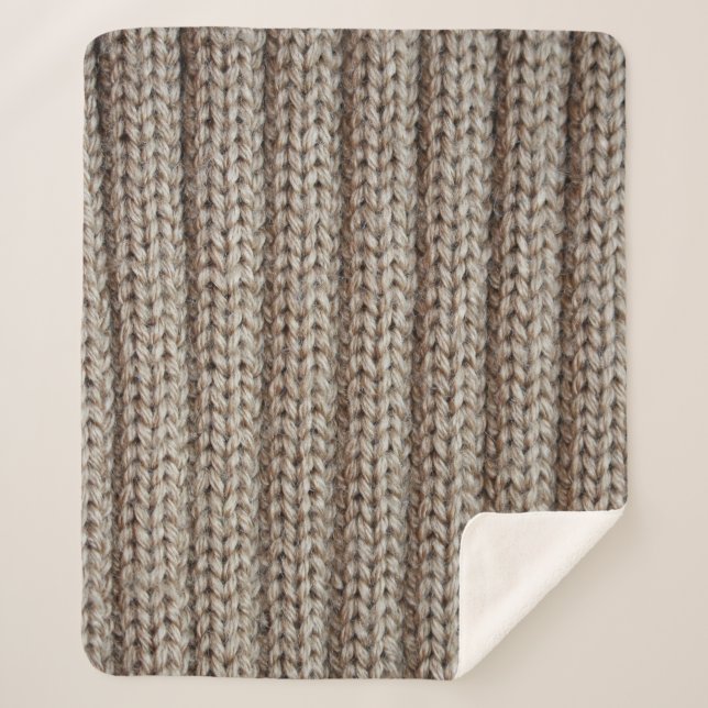 Plain knitted fabric, brown texture. sherpa blanket (Front)
