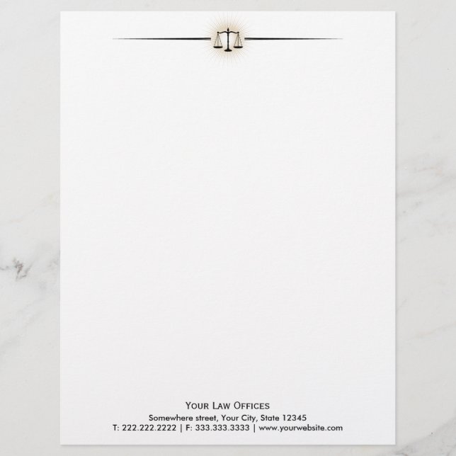 Plain Law Office Attorney Lawyer Professional Personalised Letterhead (Front)
