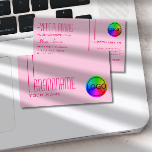 Plain Light Baby Pink with Logo Simple and Modern Business Card