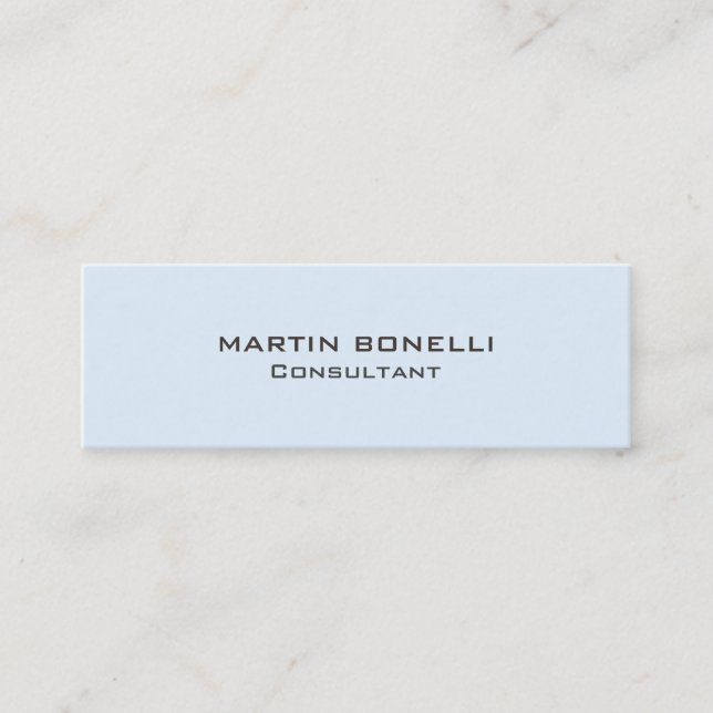 Plain Light Blue Colour Skinny Business Card (Front)