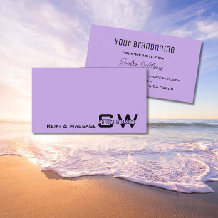 Plain Lilac Simple with Monogram Chic Light Purple Business Card