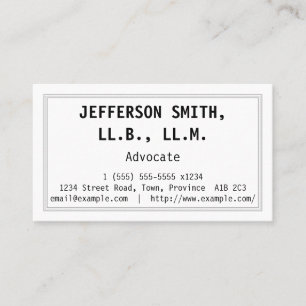 Plain & Low-Key Advocate Business Card