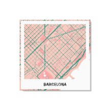 Plain map of Barcelona - Rosa-verde